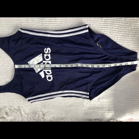Adidas Swimsuit Women’s Size L Navy Blue white Logo NEW‎ - Picture 5 of 7